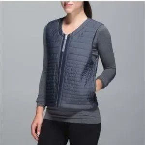 Lululemon Light and Bright Vest S Running Reversible Reflective Quilted Gray